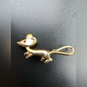 Vintage Red eye Mouse Brooch